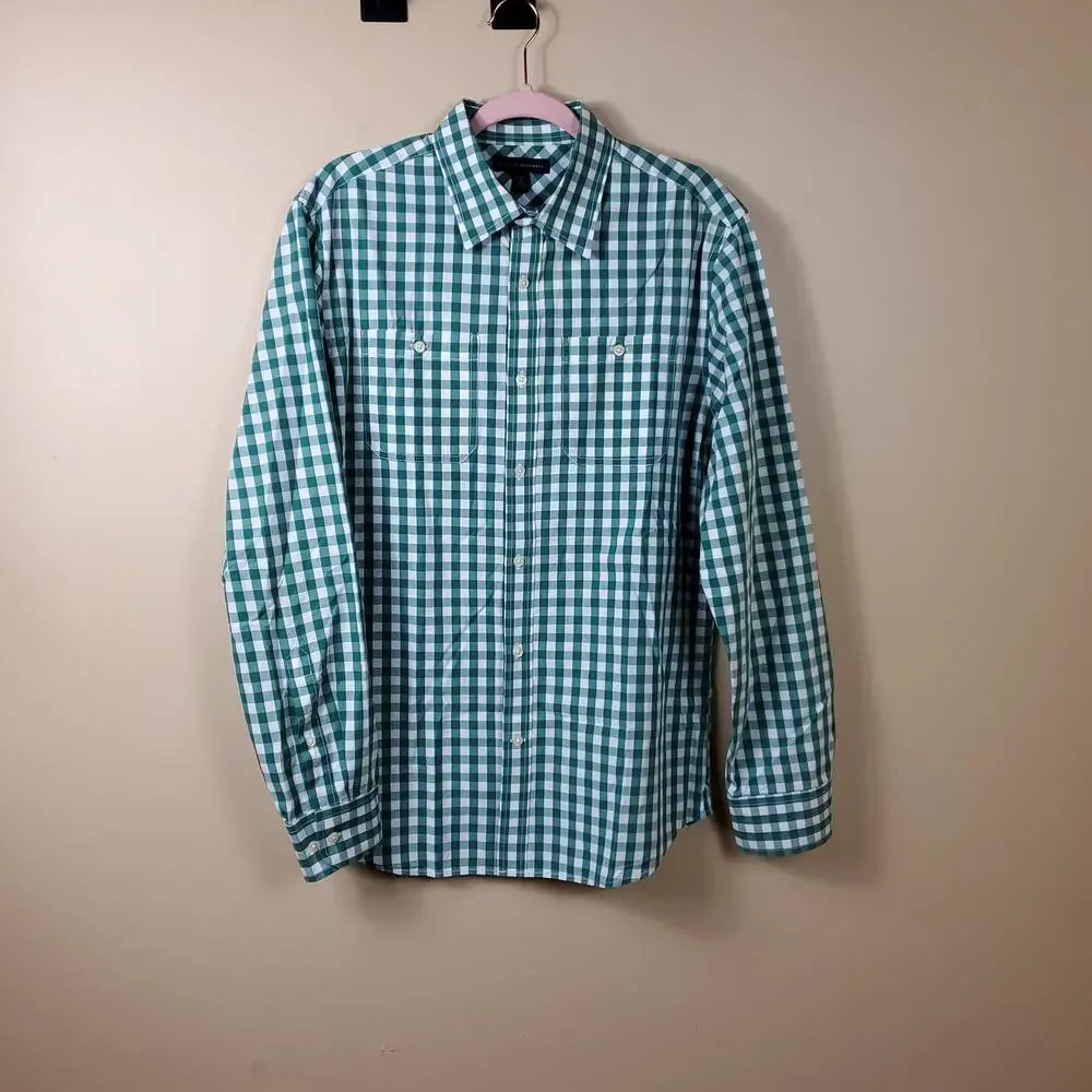 Banana Republic Green Gingham Long Sleeve Button-up Shirt Size M